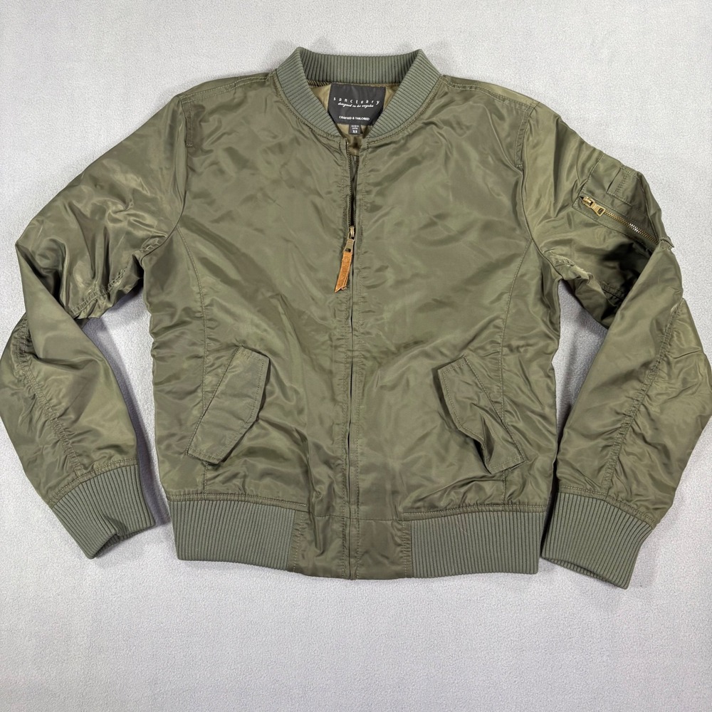 Sanctuary Bomber Jacket Women XS Olive Green Excellent Utility Streetwear J0304